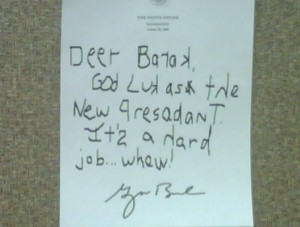 Memo from Bush to Obma